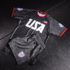 USA National Team V2 Black BJJ - Short Sleeve Rashguard Brazilian Jiu Jitsu