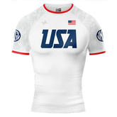 USA National Team V2 White BJJ - Short Sleeve Rashguard Brazilian Jiu Jitsu