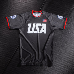 USA National Team V2 Black BJJ - Short Sleeve Rashguard Brazilian Jiu Jitsu